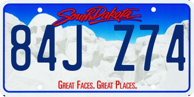 SD license plate 84JZ74