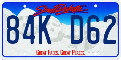 SD license plate 84KD62