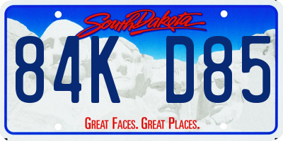 SD license plate 84KD85