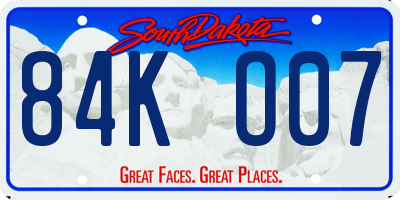 SD license plate 84KO07