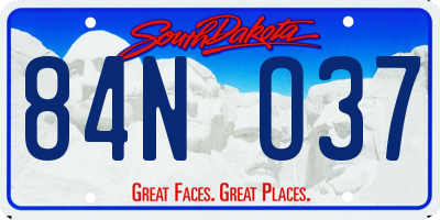 SD license plate 84NO37