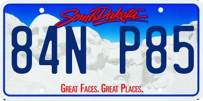 SD license plate 84NP85