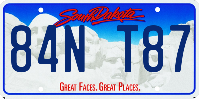 SD license plate 84NT87