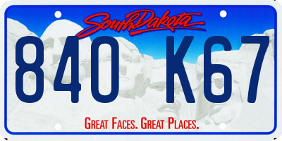 SD license plate 84OK67