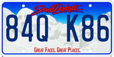 SD license plate 84QK86