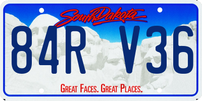 SD license plate 84RV36