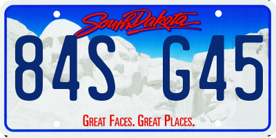 SD license plate 84SG45