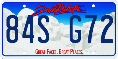 SD license plate 84SG72