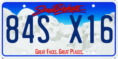 SD license plate 84SX16