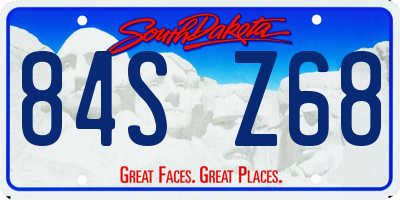 SD license plate 84SZ68