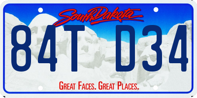 SD license plate 84TD34