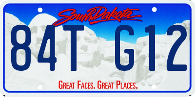 SD license plate 84TG12