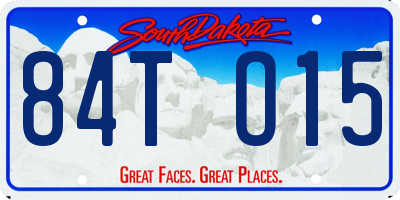 SD license plate 84TO15