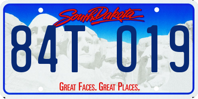 SD license plate 84TO19
