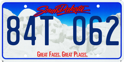 SD license plate 84TO62