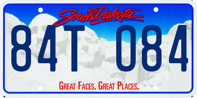 SD license plate 84TO84
