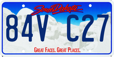 SD license plate 84VC27