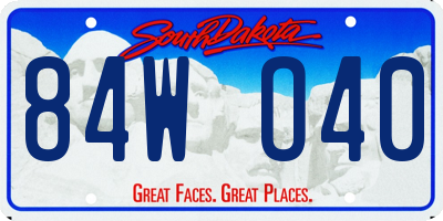 SD license plate 84WO40