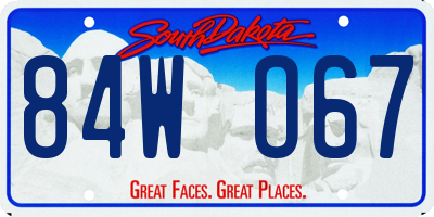 SD license plate 84WO67