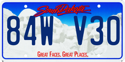 SD license plate 84WV30