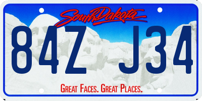 SD license plate 84ZJ34