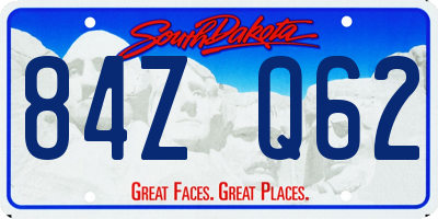 SD license plate 84ZQ62