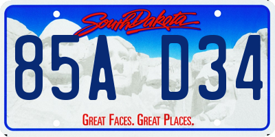 SD license plate 85AD34
