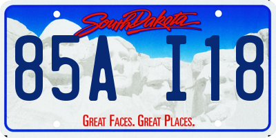 SD license plate 85AI18