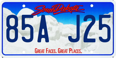 SD license plate 85AJ25