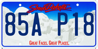 SD license plate 85AP18