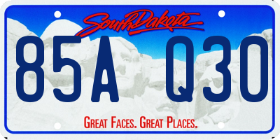 SD license plate 85AQ30