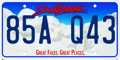 SD license plate 85AQ43