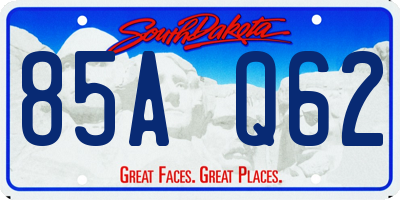 SD license plate 85AQ62