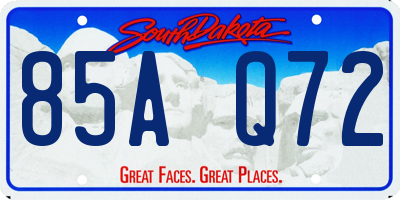 SD license plate 85AQ72