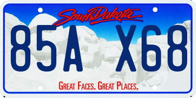 SD license plate 85AX68