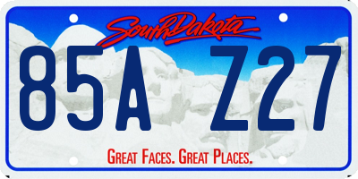 SD license plate 85AZ27