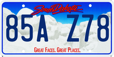 SD license plate 85AZ78