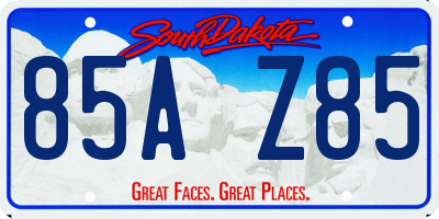 SD license plate 85AZ85