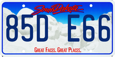 SD license plate 85DE66