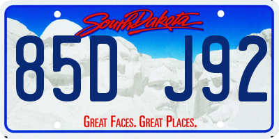 SD license plate 85DJ92