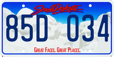 SD license plate 85DO34