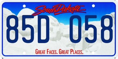 SD license plate 85DO58