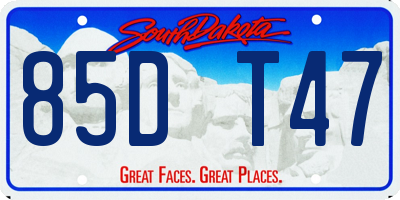 SD license plate 85DT47