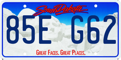 SD license plate 85EG62