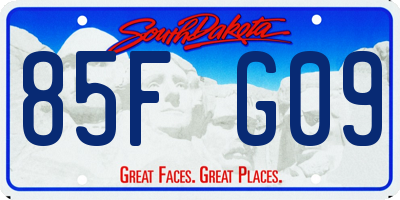 SD license plate 85FG09