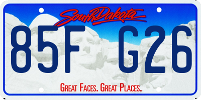 SD license plate 85FG26