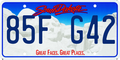 SD license plate 85FG42