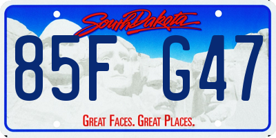 SD license plate 85FG47