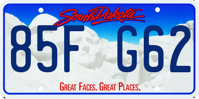 SD license plate 85FG62