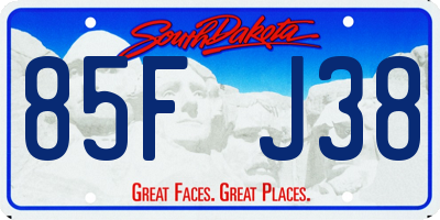 SD license plate 85FJ38